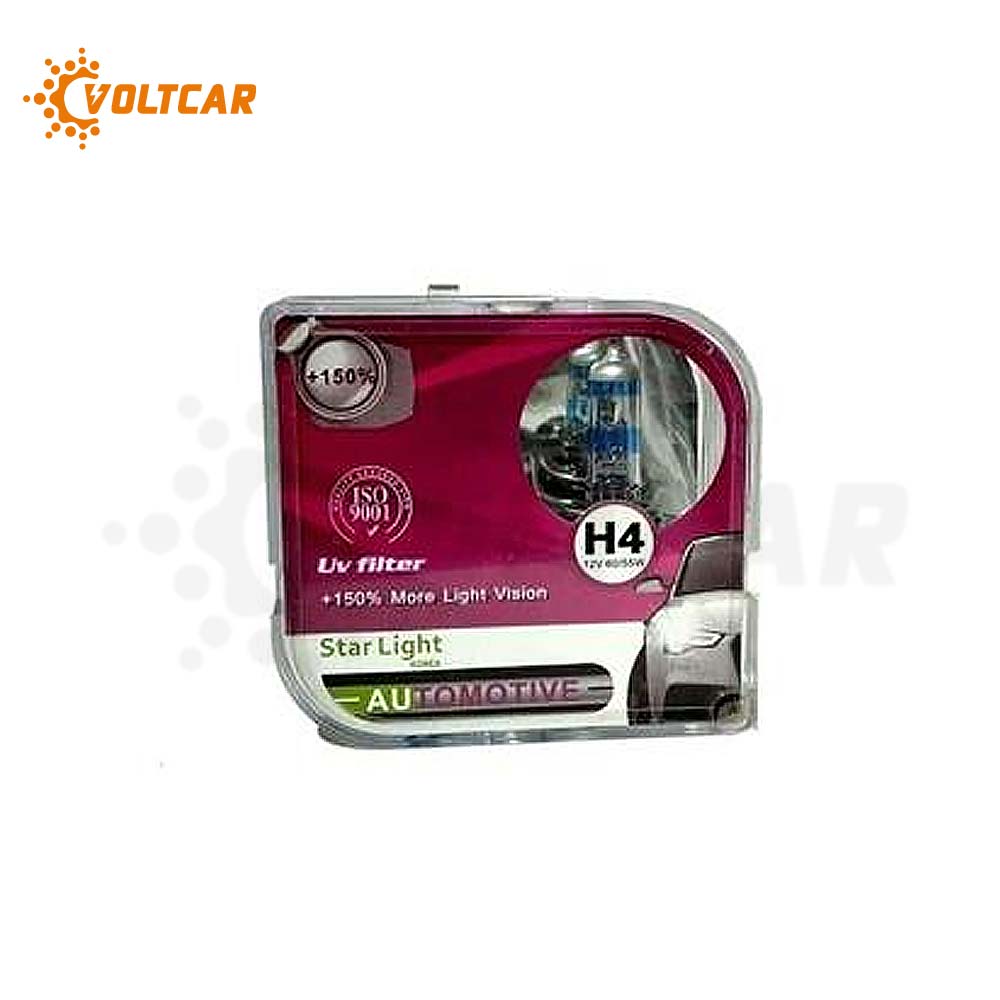 لامپ سه خار H4 استارلایت افزایشی 150 درصد 12 ولت 60/55 وات موجود در ولتکار و دیجی کالا